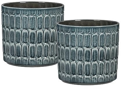 Scheurich 2er Set Lagom Alma Keramik Pflanzkübel - 18,5 cm Moderne Übertöpfe für Zimmerpflanzen - Elegante Reliefstruktur UV-beständig & wasserdicht - Dekoratives skandinavisches Design - Made in