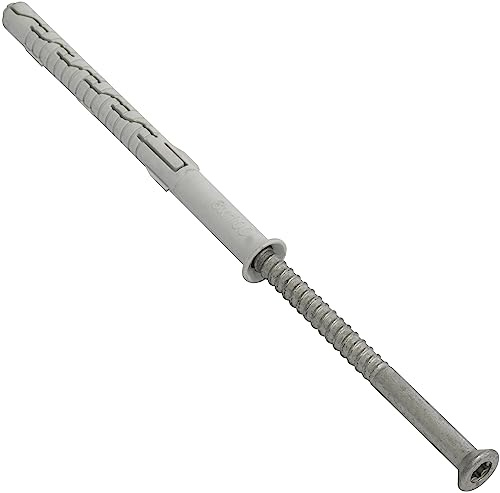 AERZETIX - C67119 - Satz von 20 Dübel aus Kunststoff Ø8x100 mm mit abgeschrägtem Kragen + 20 selbstschneidende Schrauben Ø105 mit senkkopf und sternform TX30 - Beton ziegelstein bohrung Befestigung