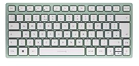 CHERRY KW 7100 MINI BT, Compact Multi-Device keyboard with 3 Bluetooth Channels, UK Layout (QWERTY), Flat Design, incl. Transport Pouch, Agave Green