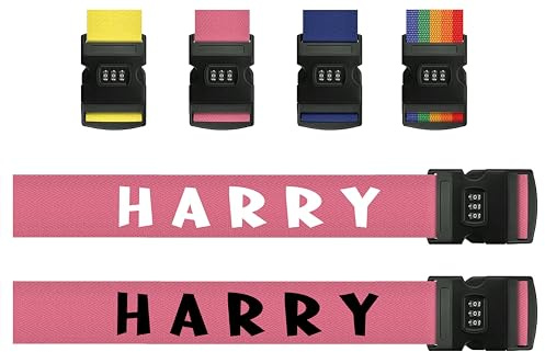 Varsany Single Pink Personalised Luggage Straps Belt with Combination Lock - Adjustable & Secure -Suitcase Straps
