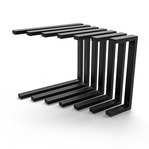 HEVVA Lot de 2 supports de lavabo double 20/25/30/35/40/45 cm - LAHN - Support de lavabo à poser, supports pour charges lourdes, console murale, plateau de lavabo sous comptoir - Noir - 25 cm