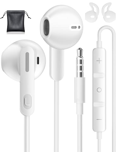 Ecouteurs Filaire, 3.5mm Intra écouteurs avec Microphone HD pour Samsung, Anti-Bruit Casque, Deep Bass écouteur Jack 3,5mm pour iPhone, Samsung, Huawei, Sony, Xiaomi, Oppo, Ordinateur