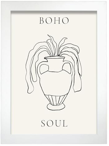 Nacnic Vase boho amphore Feuille. Dans VSE FLORAL Affiche. Tableaux décoratifs esthétiques pour votre salon, chambre, maison Tailles A4 avec des cadres blancs