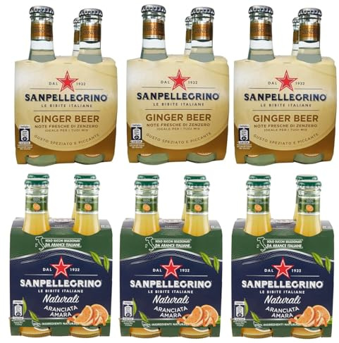 San Pellegrino Ginger Beer Lot de 24 boissons sans alcool avec notes de gingembre + Aranciata Amara avec boisson sans alcool orange amère 20 cl