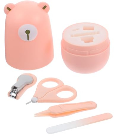 Babynagelknipser Satz 1 Satz Kindersicheres Nagelpflegeset für Säuglinge | Kohlenstoffstahl und Polyesterfaser, Rosa Verpackungsbox mit Zubehör, für Shower und Aufbewahrung
