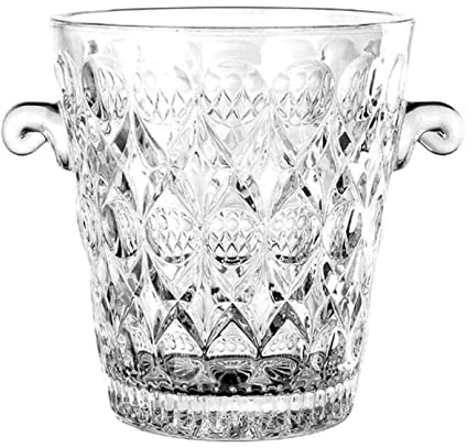 ASHSDI Seau a Glace Seau Champagne Seau À Glace en Verre Seau À Champagne Ménager avec Pince À Glace pour Fête Maison Bar KTV Rafraîchisseur de Bouteille Vin