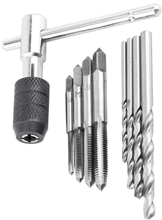 gernie 9Pcs Tap Wrench Machuelo Set Tool Metal Aluminum Drill Bits Tshaped Taps Reamer Metric Tap Set Extension, Pulley Nut Taps, gerniedv5q1ci7m9