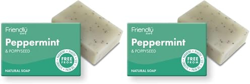 Handmade Natural Peppermint & Poppyseed Soap - Refreshing, Uplifting, Exfoliating 95g (Pack of 2)