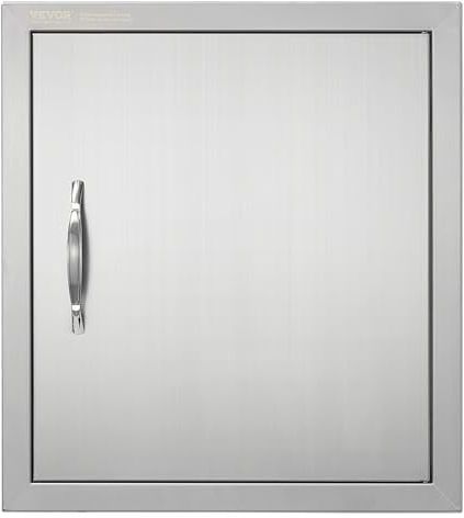 VEVOR Grill-Zugangstür, 457 x 508 mm, Einzelne Außenküchentür, Flächenbündig Montierte Edelstahltür, Vertikale Wandtür mit Griff und Haken, für Grillinsel, Grillstation, Außenschrank