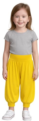 STAR FASHION Pantaloni harem per bambini, casual, larghi, per sport, danza, pantaloni harem con polsini alle gambe elasticizzati in vita UK da 5 anni a 13 anni