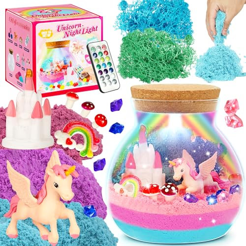 Doyran Light-Up Unicorn Terrarium Crafts Kit - DIY Arts & Crafts Toy for Girls - Holiday Birthday Gifts for Kids Age 4-12
