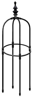 Metal Garden Obelisk Climbing Plant, Flowers Steel Frame Trellis Vines Floral Decor Black Yard Round Weather-Proof Metal