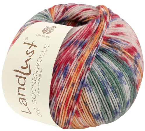 LANA GROSSA Landlust Laine pour chaussettes | Fil à tricoter 80% laine vierge (mérinos) 20% polyamide | 150 g | Classiques imprimées et lavables en machine