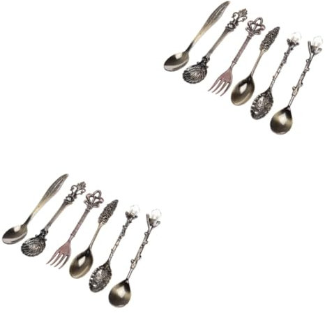 Garneck Juego De 12 Tenedores Y Cucharas De Café Y Postre Vintage Sin Para Niños Y Niñas De Seguridad.