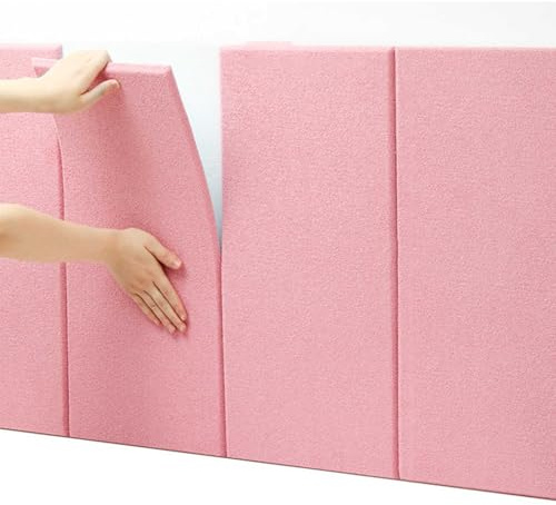 HLTQL Wandkissen Bank、Wandpaneele Stoff、Wandpaneele Selbstklebend Kopfteil Bett、Wandpolster Samt、Polsterelemente、Gepolsterte Wandpaneele Bett(#pink)