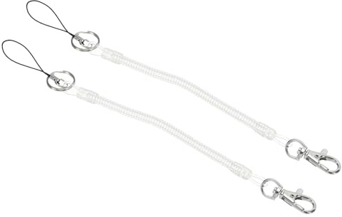 PATIKIL Porte-clés 6 pouces avec mousqueton à anneau Porte-clés transparent | en spirale rétractable, 2 cordons extensibles en plastique à ressort en spirale avec crochet
