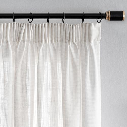 MYSKY HOME Gardine mit Kräuselband Halbtransparent Leinenoptik Curtains