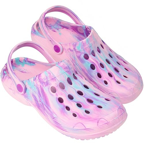 CityComfort Clogs for Women Garden Shoes Tie Dye Summer Slip On with Strap for Beach Pool Indoor Outdoor Holiday Essentials (6/7 UK, Purple Tie Dye)