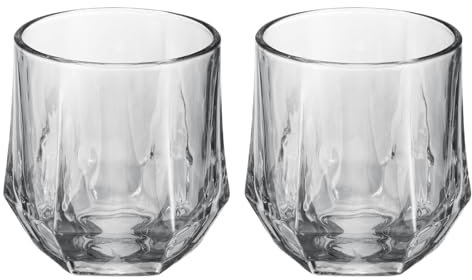 QUARKZMAN 2pcs Verres à Whisky Diamant 10oz Verres à Bordeaux Épaissis Design Géométrique Sans Pied pour Bordeaux Blanc Anniversaires Mariages Father's Day Bachelor, Gris