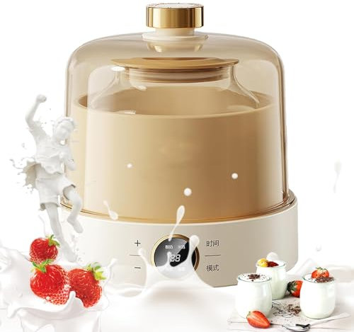Yogurtera, Yogurtera Totalmente Automática de 1L con Temporizador y Calentamiento a Temperatura Constante PTC, Fermentación de Paquete de 360°, Yogurtera Definitiva para Yogur Orgánico Casero