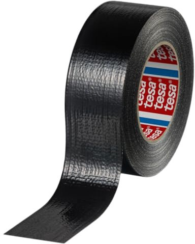 Tesa 60462 Duct Tape - Nastro Americano Telato Extra Forte per Riparazioni, Fissaggio, Imballaggio, Sigillatura, Emergenze, Tutti gli utilizzi - Per interni ed esterni - 50 mm x 50 m (Nero)
