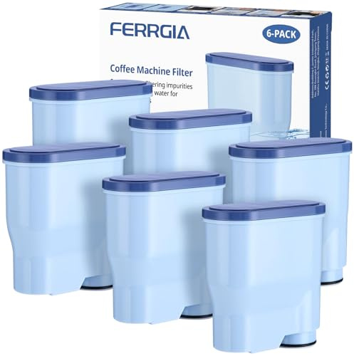 FERRGIA 6 delar ersättningsvattenfilter med Philips AquaClean CA6903/10, CA6903/22, CA6903, automatiska kaffebryggare för Saeco och Philips, reducerar kalkinnehållet, testcertifierat