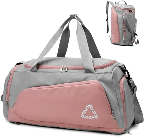 Suweir Sporttasche Damen 45L Reisetasche mit Schuhfach Nassfach Wasserdicht Weekender Travel Gym Duffle Bag mit Rucksack Schwimmtasche Saunatasche Trainingstasche für Reisen, Fitness, Sport