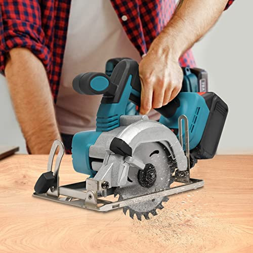 Cordless Circular Saw, Held Wood Cutting Circular Saw 0-45° Adjustable,with Blades 125mm,Battery und Charger,for Cutting Wood, Ceramic Tiles, Marble, Pipes, Plates, Metal