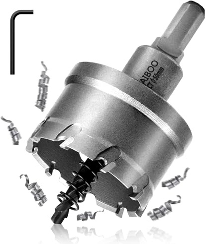 SAIBOO Lochsäge Hartmetall-Bohrer, TCT-Metall Lochsäge Bohrer TCT-Bohrer-Lochsägen mit Zentrierbohrer für Löchern in Edelstahl, Baustahl, Legierung, Eisen, Aluminium, Kupfer, Messing (50 mm)