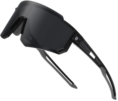 DUCO Polarisierte Sport Sonnenbrille für Herren Damen UV400 Schutz Baseball Radfahren Laufen Fischen Sonnenbrille DC0068 (Schwarz Rahmen Grau Tempel Grau Linse)