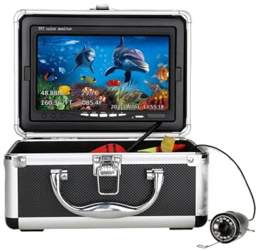 YVAAASIYC Cámara de Pesca submarina portátil con Pantalla Temperatura y Profundidad, cámara HD Resistente al Agua Monitor LCD 7 Pulgadas, buscador Peces por Infrarrojos(F009SH-30M Cable)