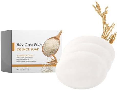 Rice Raw Pulp Cleanser, Rice Water Soap Bar, Deep Cleaning Hydrating Bar, Cleanse Moisturize Nourish Strengthen Handcrafted Soap, Brightens Tone, Long Lasting Moisturizing (3)