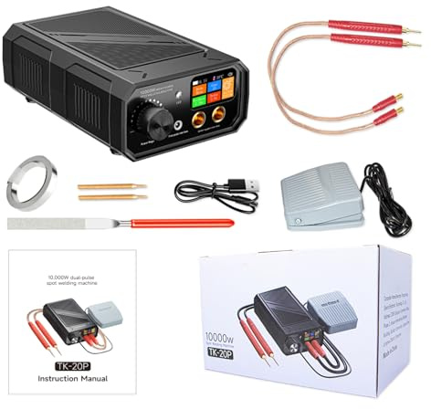 NONGYU Soldador de punto de 10000 W con pulsos dobles y pantalla LCD para soldadura de batería en modos manuales automáticos, pedal de pie