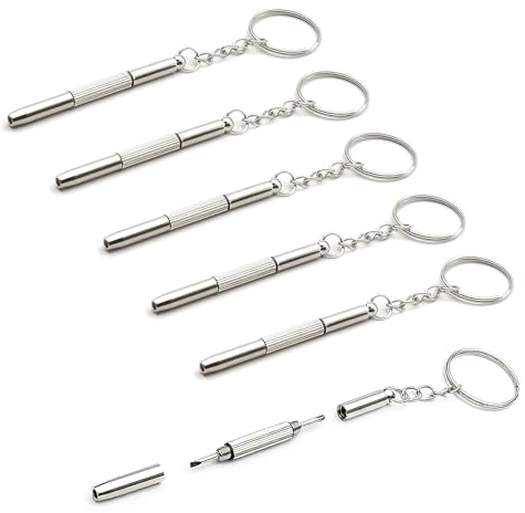 6 Pezzi Cacciavite per Occhiali, 3 in 1 Mini Cacciavite da Tasca a Doppia Punta per Riparazione Occhiali da Sole, Orologi, Gioielleria, Computer e Accessori, Strumenti Multifunzionali Compatti