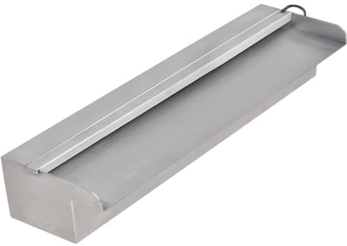 Generico Cascata per Laghetto Rettangolare con LED in Acciaio Inox 45 cm,Fontane e cascate Ornamentali