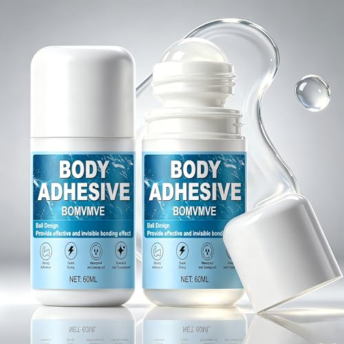 BOMVMVE 2x60ML Adesivo per Tessuti, Fashion Tape Invisibile e Impermeabile, per Calze a Compressione, Collant, Reggicalze, Spalline, Tenuta Duratura ma Facile da Rimuovere,Formato Compatto e Portatile