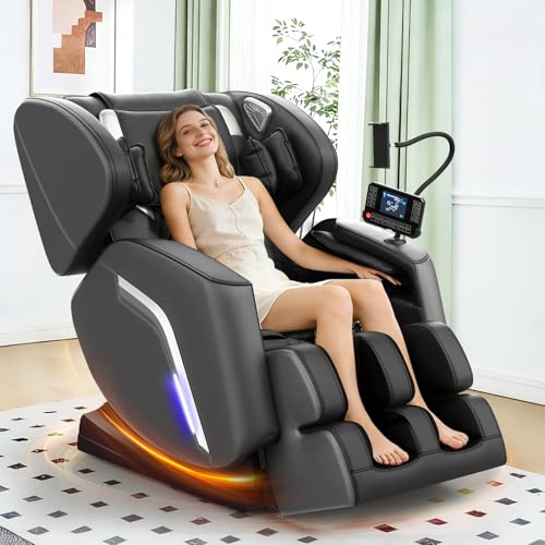 NAGLIFOR Poltrona Massaggiante con Funzione di Riscaldamento,14 Rulli Massaggianti,9 Airbag,Massaggio ai piedi,Altoparlante Bluetooth,Controllo Tramite Smartphone,Controller Touchscreen, Gravità Zero