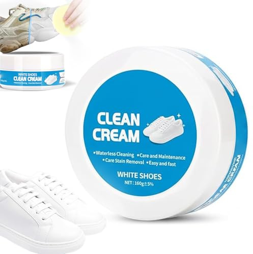 White Shoe Cleaner Cream, Shoe Whitener for Trainers, White Shoe Polish for White Shoes, Leather, Boots, Suede, Rubber (1pcs)