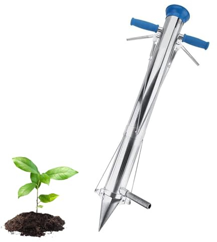 VAXYOR Long Handle Bulb Planter Tool, Vegetable Transplanter, with Soft Grip, Diameter 7.6cm and 12CM Depth, Without Bending Over, Planting Tools in Seconds for Garden, Yard, Greenhouse