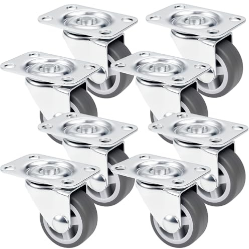 SAMA-Tech Möbelrollen Graue Rollen Laufrollen Bettkastenrollen Transportrollen - 25mm x 8 Stück Lenkrollen aus TPE-Material - Spurlose & Leise Rollen für Bettkasten Möbel Nachtisch Kisten Rollbrett