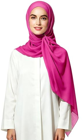 Lina & Lily Bubble Crepe Chiffon Damen Muslim Hijab Kopftuch Schal Turban, Stoff Leicht Undurchsichtig
