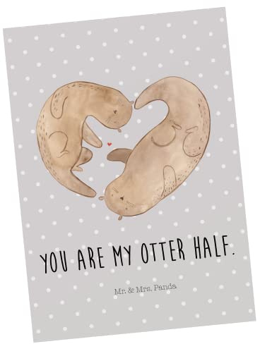 Mr. & Mrs. Panda Postkarte Otter Herz - Geschenk, Ansichtskarte, Fotokarte, Ansichtskarten, Hochzeitstag, Liebe, Grußkarte, Postkarten