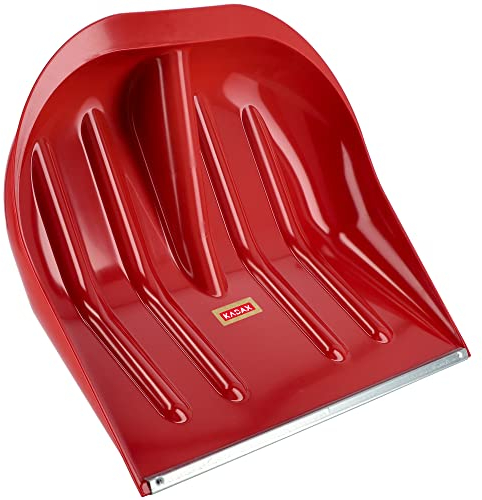 KADAX Pala de nieve de 44,5 x 38,5 cm, pala de nieve sin tallo, quitanieves con borde de chapa de zinc, pala de plástico para nieve (1, rojo)