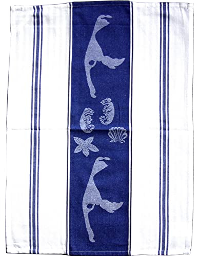 GeKi Trend Geschirrtuch 100% Baumwolle Maritim Insel Sylt blau-weiß 50 x 70 cm handgewebt Geschirrhandtuch