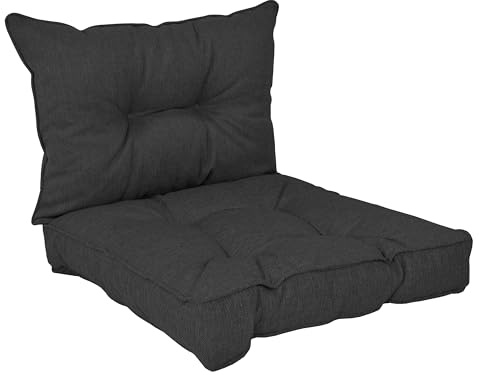 POKAR Loungekuddar Sittdynor Stolkuddar för Stol Trädgårdsmöbelkuddar, Uppsättning av 2 (1x Sittdyna 70x70x10 cm + 1x Ryggdyna 70x40x10 cm), Antracit