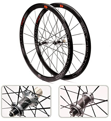 SHKJ 700C Rennrad Laufradsatz, Fahrrad Laufradsatz Scheibenbremse Carbon Fiber Hub Quick Release Tubeless Kompatibel 8 9 10 11 Geschwindigkeit Freilauf,40mm (Color : Silver, Size : 700C)
