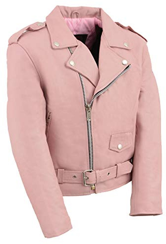 Milwaukee Leather SH2010 Girls Toddler Classic Style Pink Leather Motorcycle Jacket - Medium