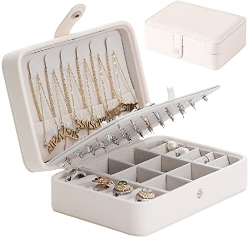 Owelth Reise Schmuckkästchen Klein, Schmuckaufbewahrung Reise für Damen PU-Leder, Mini Schmuckschatulle Schmuckkasten Mädchen Geschenk, Jewelry Organizer Reisen für Ringe, Ohrringe, Halskette