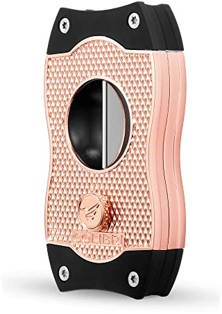Colibri Cortapuros con patrón de diamante en acero inoxidable - guillotina resorte - Cigarros de hasta 2,40cm de diámetro - Corte en V profundo 7mm.Con estuche de regalo - Colibri desde 1928