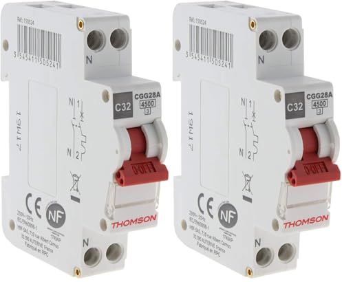 Thomson Disjoncteur à vis PH+N 32A NF Pouvoir de coupure 4.5KA (Lot de 2)